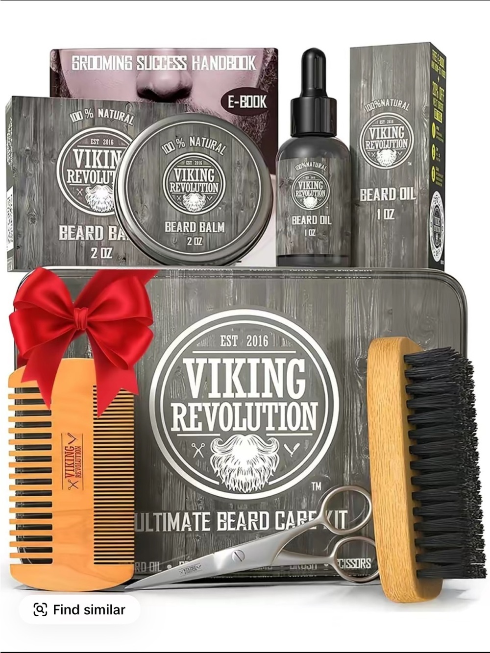 Revolution Men’s Beard Care Kit – Gray Grooming Set